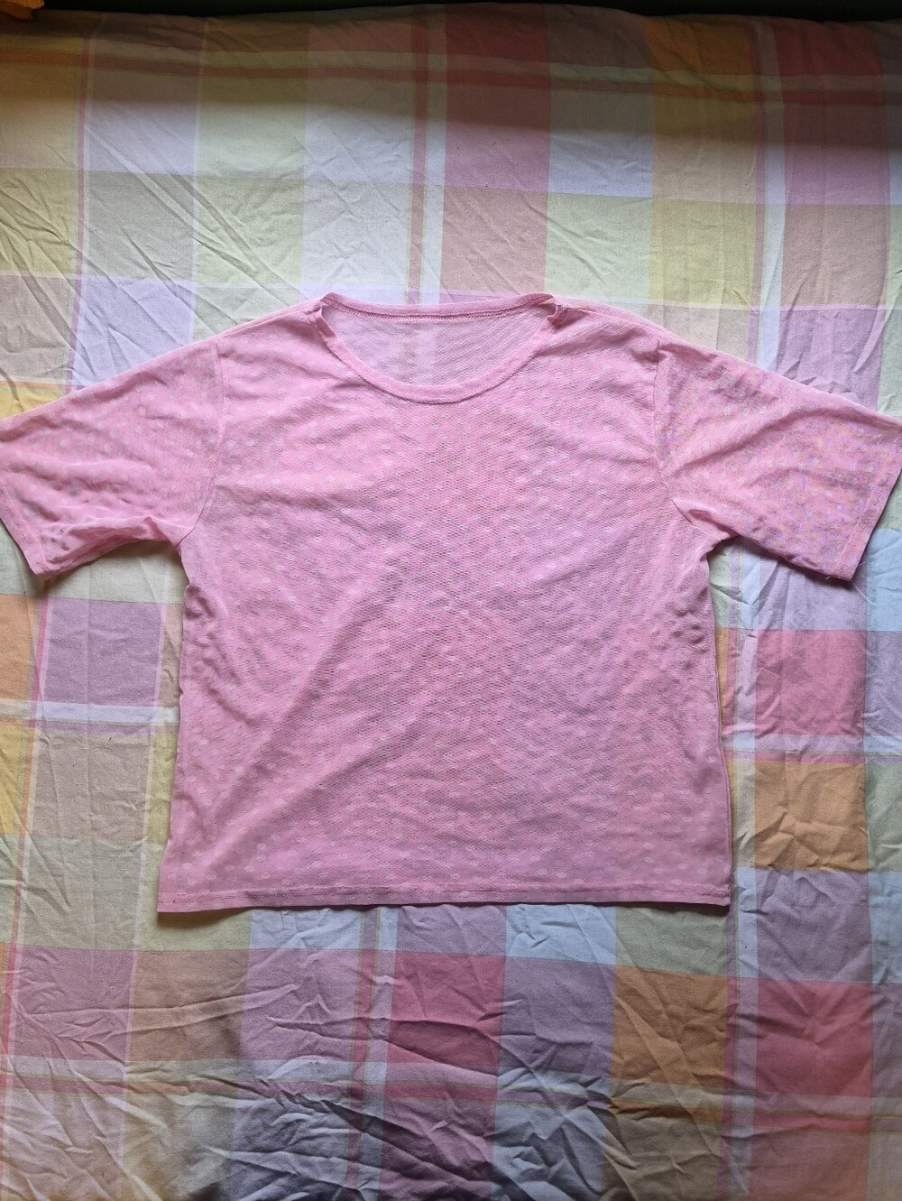 Light Pink See-Through Short-Sleeve Women's Tee